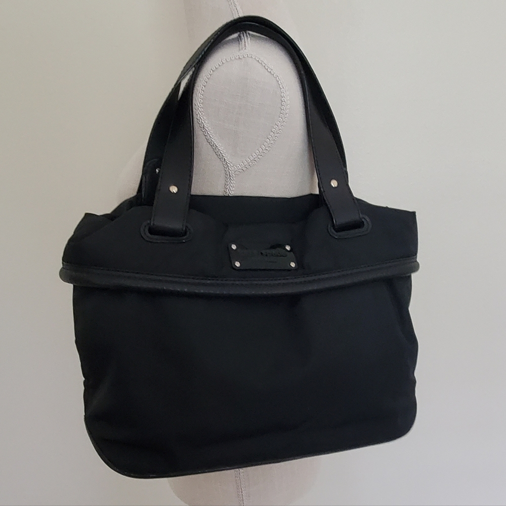 Kate Spade Black Nylon Tote With Leather Trim